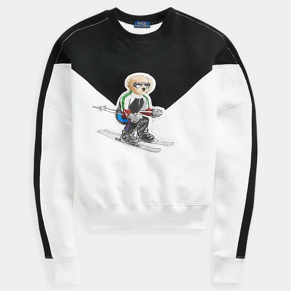 Polo by Ralph Lauren Black & White Ski Bear Crewneck Sweatshirt SZ M